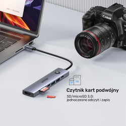 Unitek Hub USB-C 7w1 4K@60Hz, PD 100W i przycisk HDMI... | PartsPC.pl