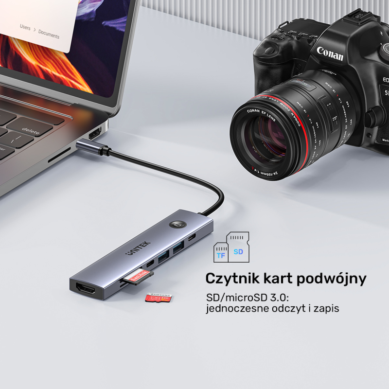 Unitek Hub USB-C 7w1 4K@60Hz, PD 100W i przycisk HDMI... | PartsPC.pl