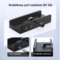 Orico Aktywny hub USB-C 5Gbps, 15W, przykręcany, 3x... | PartsPC.pl