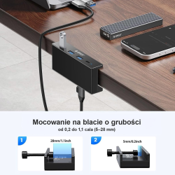Orico Aktywny hub USB-C 5Gbps, 15W, przykręcany, 3x... | PartsPC.pl
