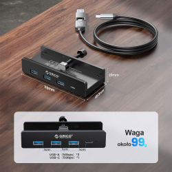 Orico Aktywny hub USB-C 5Gbps, 15W, przykręcany, 3x... | PartsPC.pl