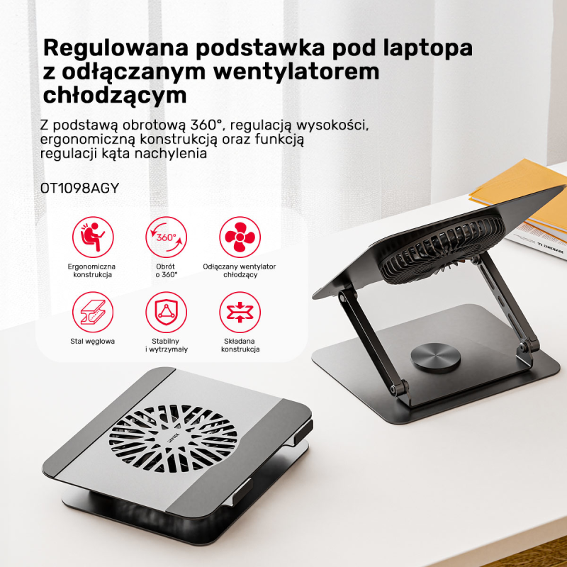 Unitek Podstawka chłodząca pod laptopa regulowana 360°... | PartsPC.pl