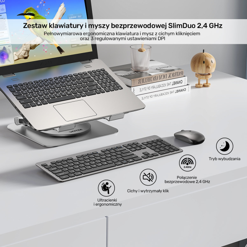 Unitek Zestaw SlimDuo 2.4G bezprzewodowa myszka i... | PartsPC.pl