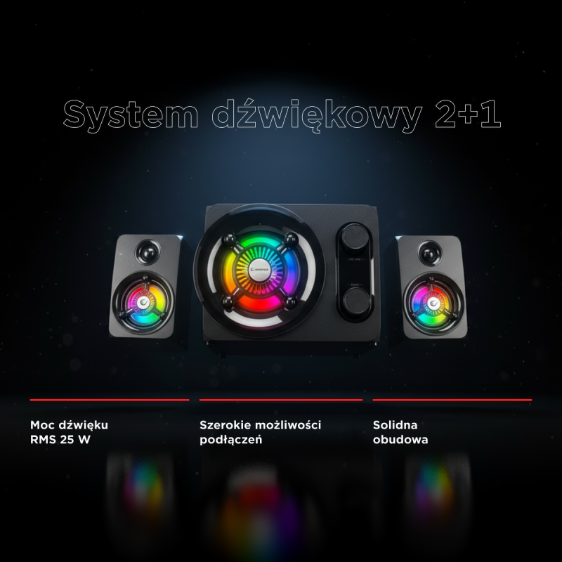 Rampage RMS-G8 Głośniki gamingowe 25 W BT, USB, SD, FM | PartsPC.pl
