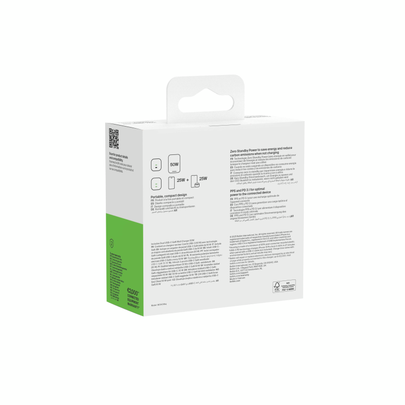 Belkin Ładowarka sieciowa, 2 porty USB-C, 50W, kabel... | PartsPC.pl