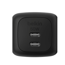 Belkin Ładowarka sieciowa, 2 porty USB-C, 50W, czarna | PartsPC.pl