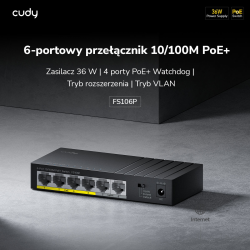 CUDY FS106P | przełącznik sieciowy, 6-portowy, PoE+, 36W | PartsPC.pl