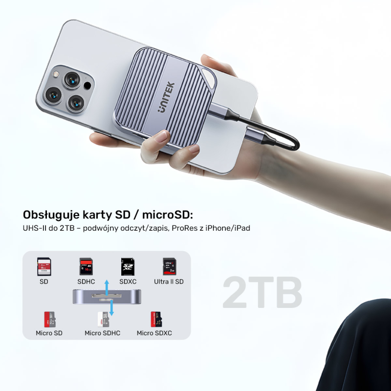 Unitek Magnetyczny czytnik kart SD/Micro SD 6w1 | PD100W... | PartsPC.pl