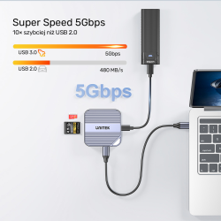 Unitek Magnetyczny czytnik kart SD/Micro SD 6w1 | PD100W... | PartsPC.pl