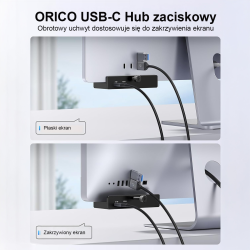 Orico Aktywny hub USB-C 10Gbps, 15W, przykręcany, 2x... | PartsPC.pl