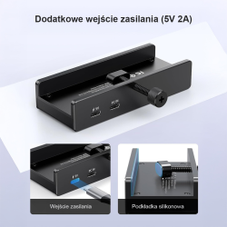 Orico Aktywny hub USB-C 10Gbps, 15W, przykręcany, 2x... | PartsPC.pl
