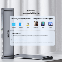 Unitek Stacja dokująca USB-C z DisplayLink 4K | 4K@30Hz... | PartsPC.pl