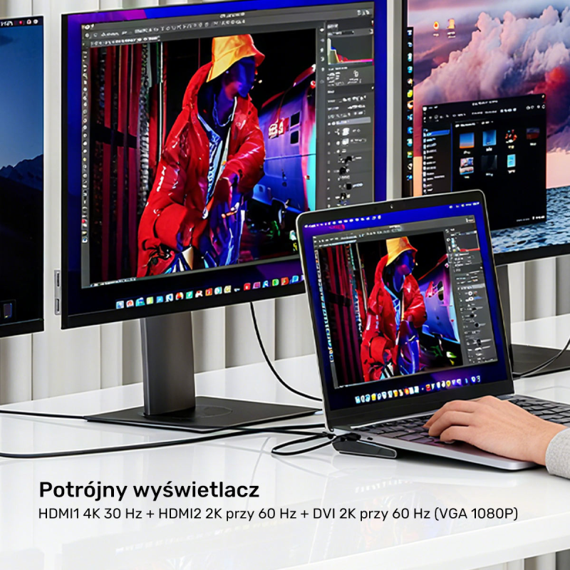 Unitek Stacja dokująca USB-C z DisplayLink 4K | 4K@30Hz... | PartsPC.pl