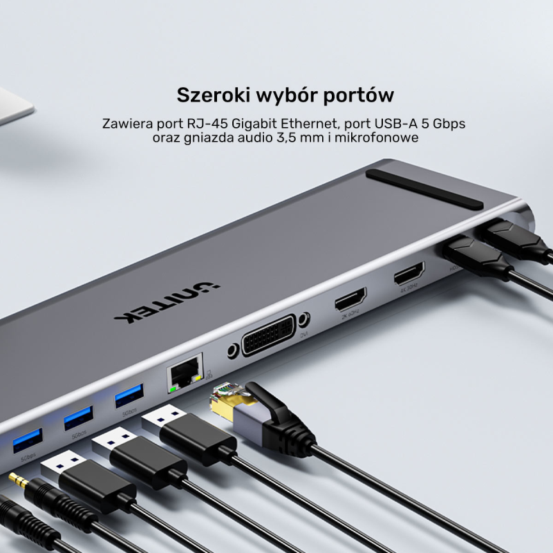 Unitek Stacja dokująca USB-C z DisplayLink 4K | 4K@30Hz... | PartsPC.pl