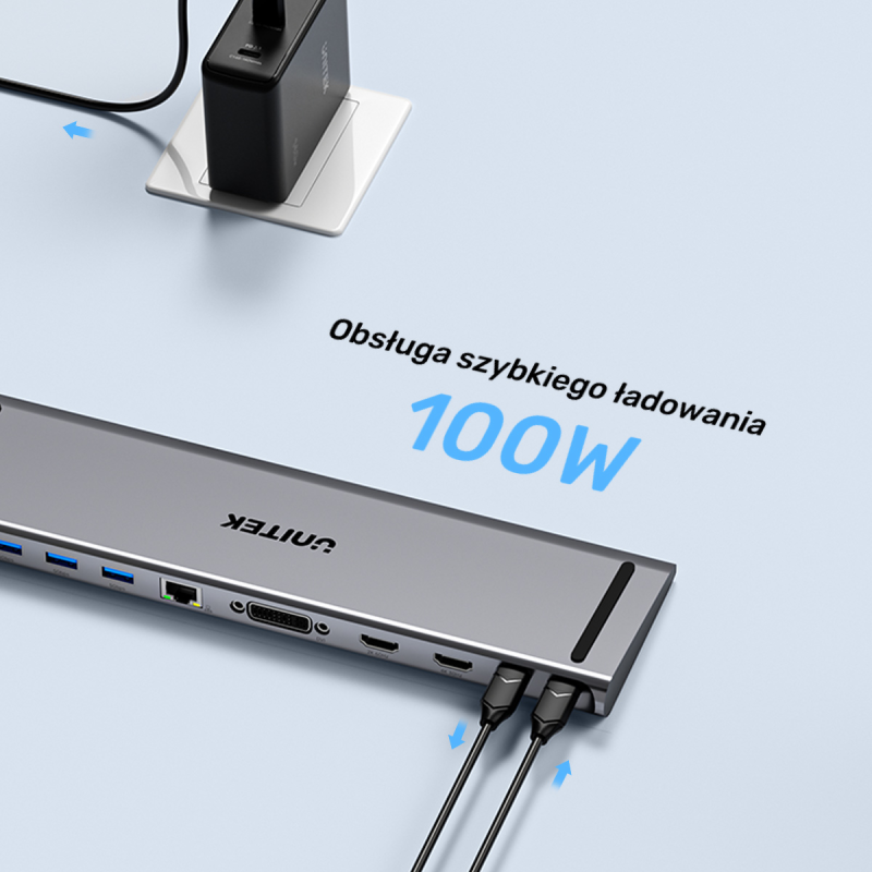 Unitek Stacja dokująca USB-C z DisplayLink 4K | 4K@30Hz... | PartsPC.pl