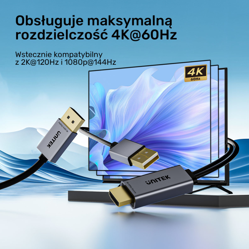 Unitek Kabel HDMI do DisplayPort 4K z zasilaniem USB-A |... | PartsPC.pl
