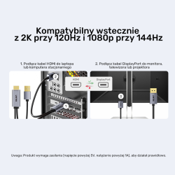 Unitek Kabel HDMI do DisplayPort 4K z zasilaniem USB-A |... | PartsPC.pl