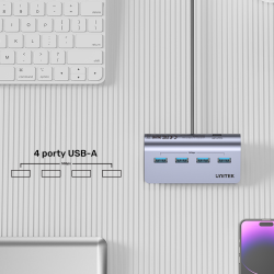 Unitek Ergonomiczny hub USB-C | 4x USB-A | 5Gbps | PartsPC.pl