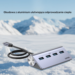 Unitek Ergonomiczny hub USB-C | 4x USB-A | 5Gbps | PartsPC.pl