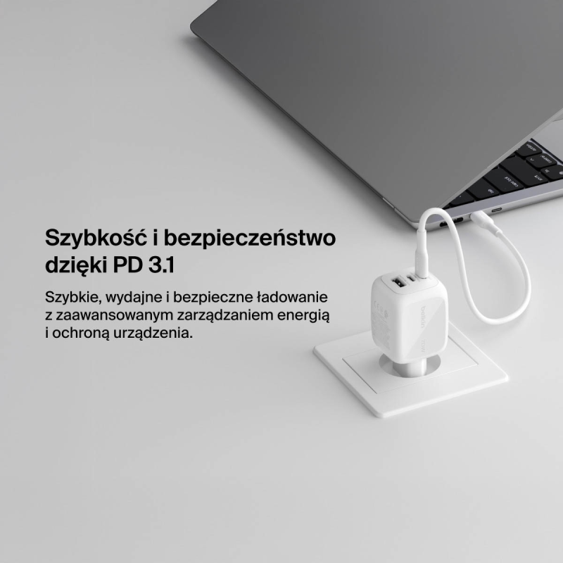 Belkin Ładowarka 70W GaN, 2x USB-C, USB-A, podróżna (EU... | PartsPC.pl