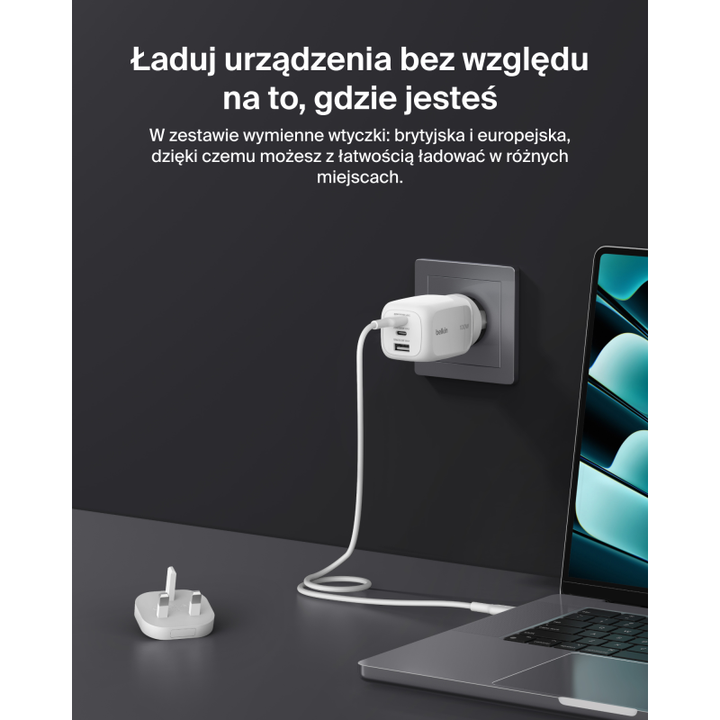 Belkin Ładowarka 100W GaN, 2x USB-C, USB-A, podróżna... | PartsPC.pl