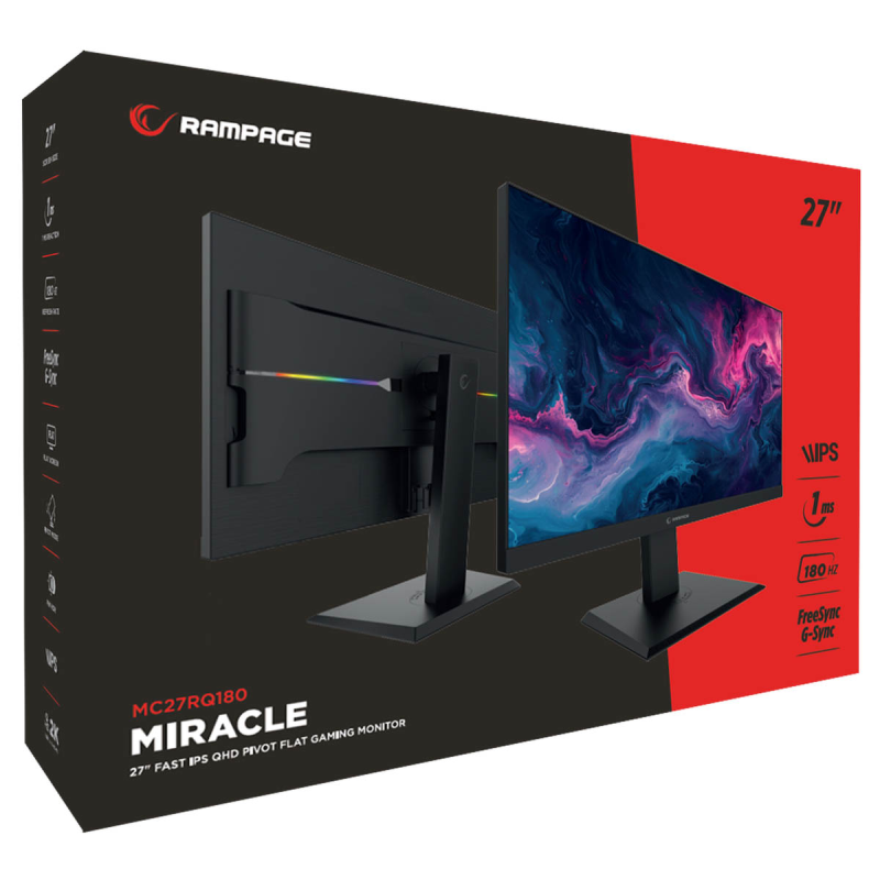 Rampage Miracle Monitor gamingowy 27'' 180Hz 1ms QHD 2K | PartsPC.pl