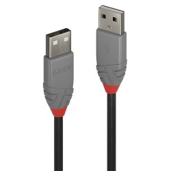 Kabel USB 2.0 LINDY Type A Cable, Anthra Line 2m Black | PartsPC.pl
