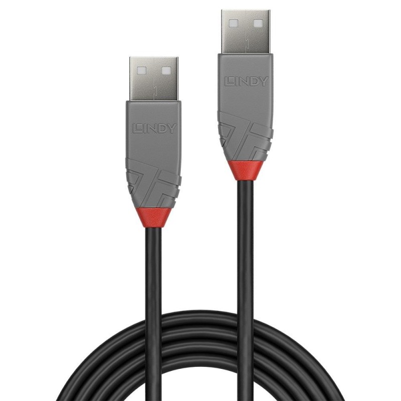 Kabel USB 2.0 LINDY Type A Cable, Anthra Line 2m Black | PartsPC.pl