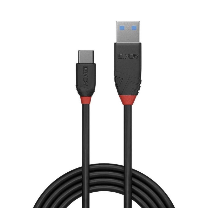 Kabel USB LINDY 3.1 A/M - USB C/M, Black Line 0,5m Czarny | PartsPC.pl