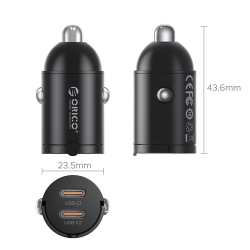 Orico Ładowarka samochodowa, 2 × USB-C, 30W | PartsPC.pl