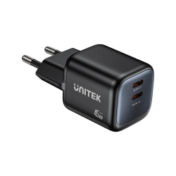 Unitek Ładowarka sieciowa 2-portowa GaN 45W, 2xUSB-C, PD... | PartsPC.pl