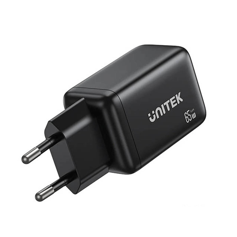 Unitek Ładowarka sieciowa 3-portowa GaN 65W, 2xUSB-C, USB-A, PD 3.0, czarna