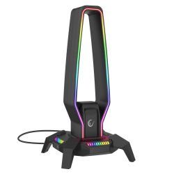 Rampage Stojak na słuchawki IGRIS RGB USB, USB-C, czarny | PartsPC.pl