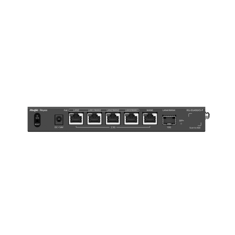 Ruijie Reyee RG-EG406XS-P | Router, VPN, 6 portów, 1x2,5GE WAN, 1x2,5GE LAN, 3x2,5GE 1xSFP+ LAN/WAN, Cloud, Rack