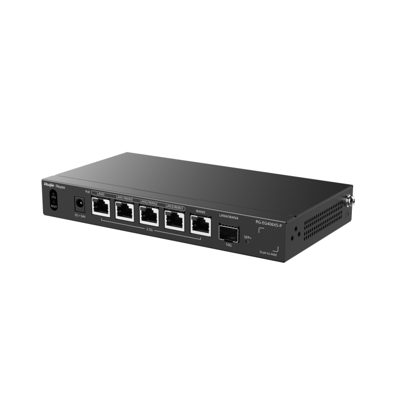 Ruijie Reyee RG-EG406XS-P | Router, VPN, 6 portów, 1x2,5GE WAN, 1x2,5GE LAN, 3x2,5GE 1xSFP+ LAN/WAN, Cloud, Rack