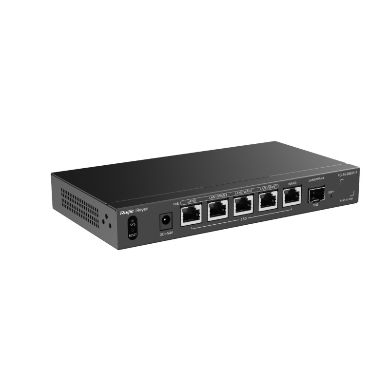 Ruijie Reyee RG-EG406XS-P | Router, VPN, 6 portów, 1x2,5GE WAN, 1x2,5GE LAN, 3x2,5GE 1xSFP+ LAN/WAN, Cloud, Rack