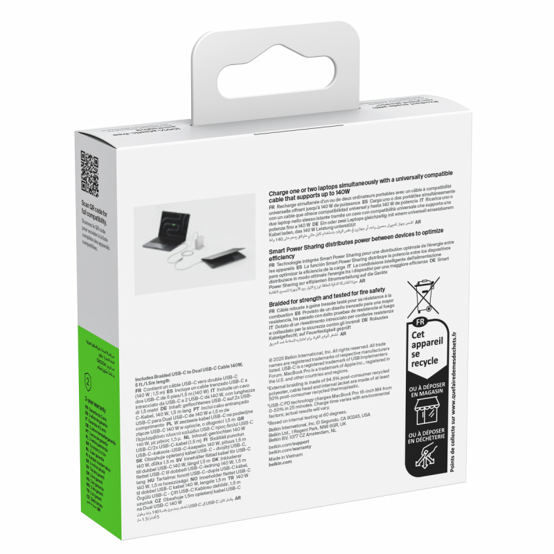 Belkin BoostCharge Pro Kabel USB-C na 2*USB-C 140W, w... | PartsPC.pl