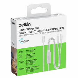 Belkin BoostCharge Pro Kabel USB-C na 2*USB-C 140W, w... | PartsPC.pl