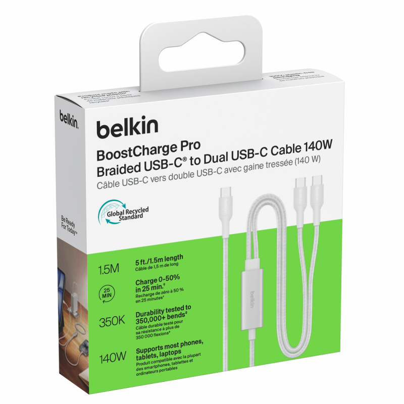 Belkin BoostCharge Pro Kabel USB-C na 2*USB-C 140W, w... | PartsPC.pl