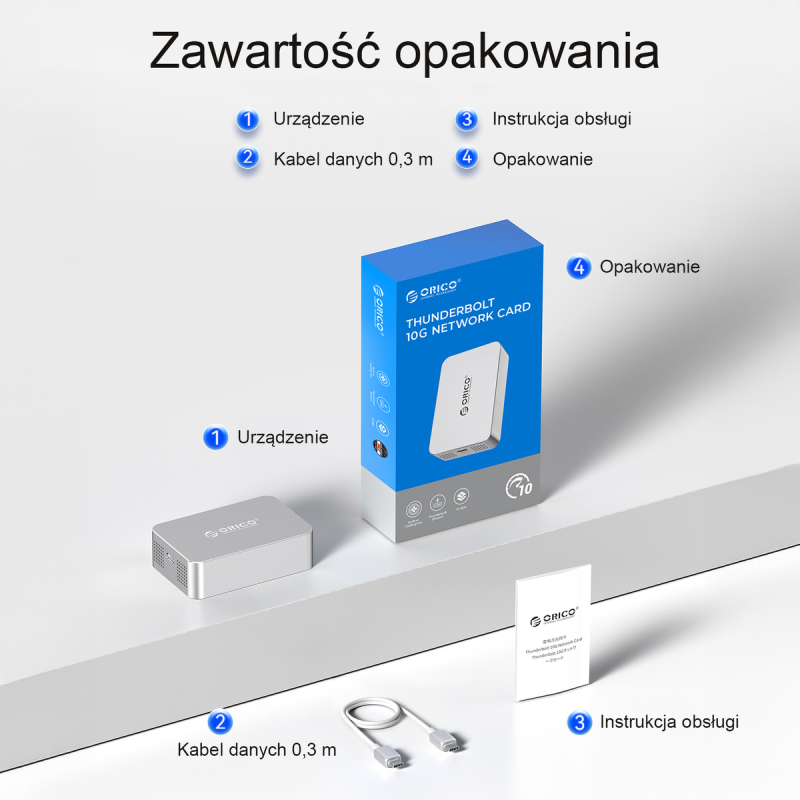 Orico Adapter sieciowy RJ45 10 Gbps na USB-C Thunderbolt... | PartsPC.pl