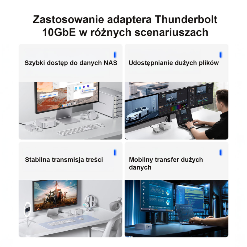 Orico Adapter sieciowy RJ45 10 Gbps na USB-C Thunderbolt... | PartsPC.pl