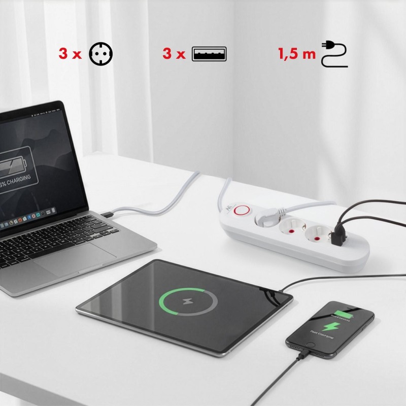 Listwa zasilająca Maclean MCE394 W, przedłużacz 3gniazda... | PartsPC.pl