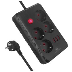 Listwa zasilająca Maclean MCE393 B, przedłużacz 4... | PartsPC.pl