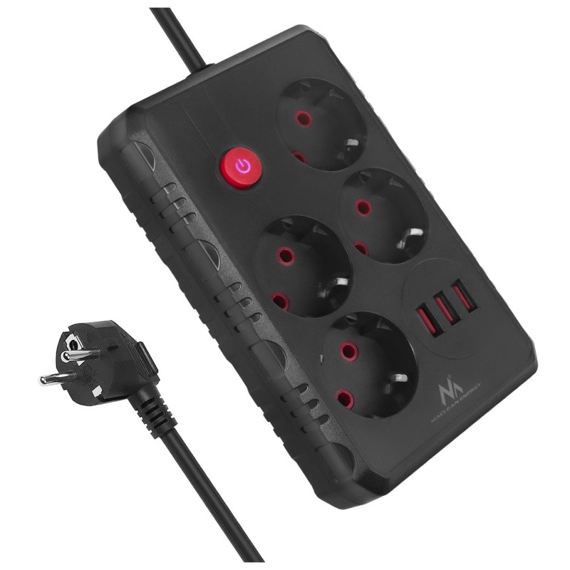 Listwa zasilająca Maclean MCE393 B, przedłużacz 4... | PartsPC.pl