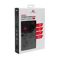Listwa zasilająca Maclean MCE393 B, przedłużacz 4... | PartsPC.pl