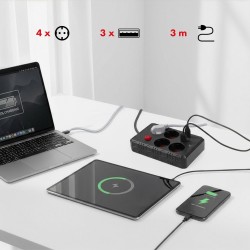 Listwa zasilająca Maclean MCE393 B, przedłużacz 4... | PartsPC.pl