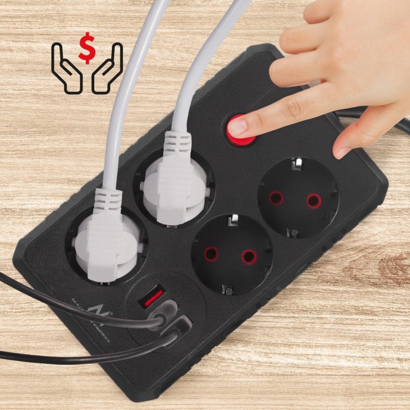 Listwa zasilająca Maclean MCE393 B, przedłużacz 4... | PartsPC.pl