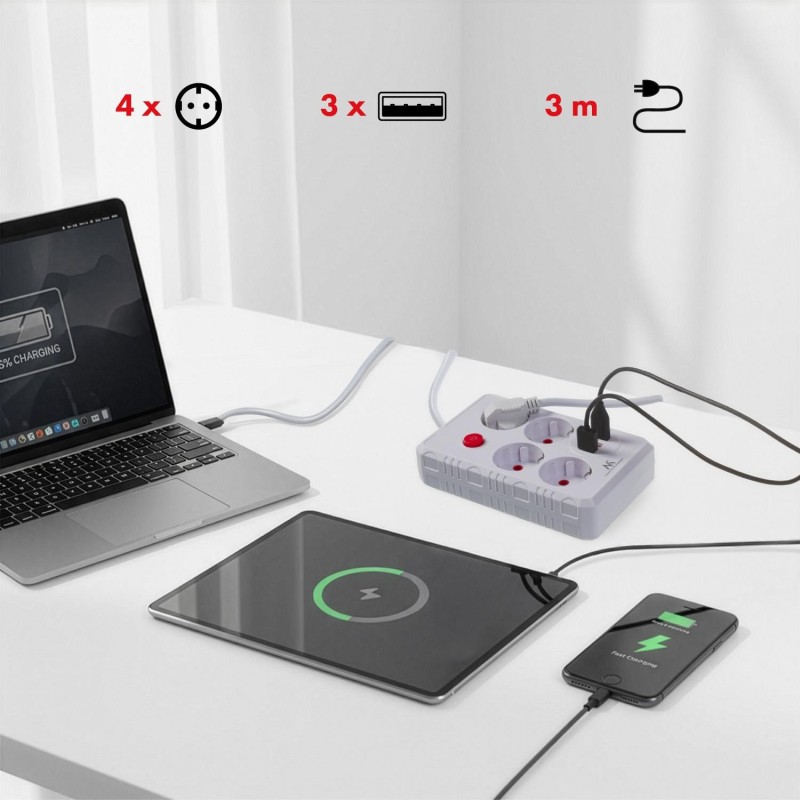 Listwa zasilająca Maclean MCE393 W, przedłużacz 4... | PartsPC.pl