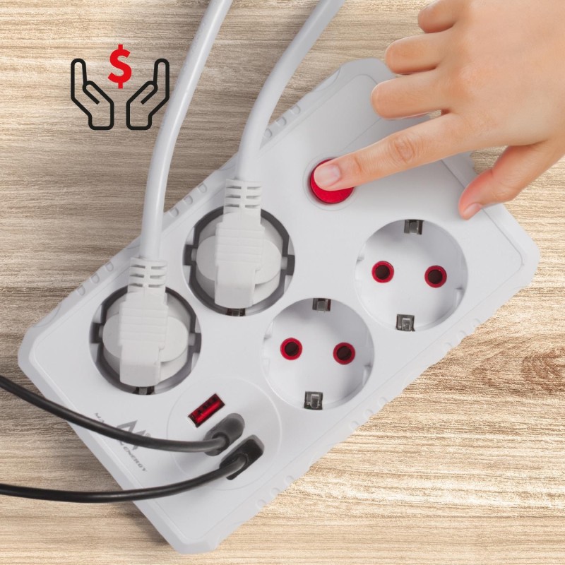 Listwa zasilająca Maclean MCE393 W, przedłużacz 4... | PartsPC.pl