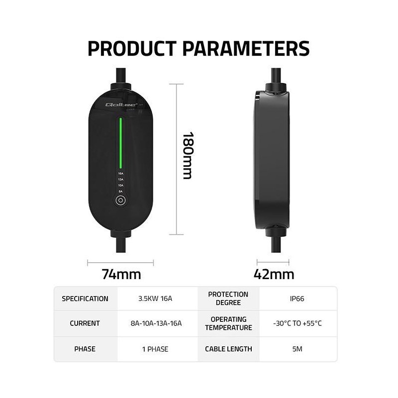 Ładowarka Qoltec do samochodu elektrycznego EV z... | PartsPC.pl